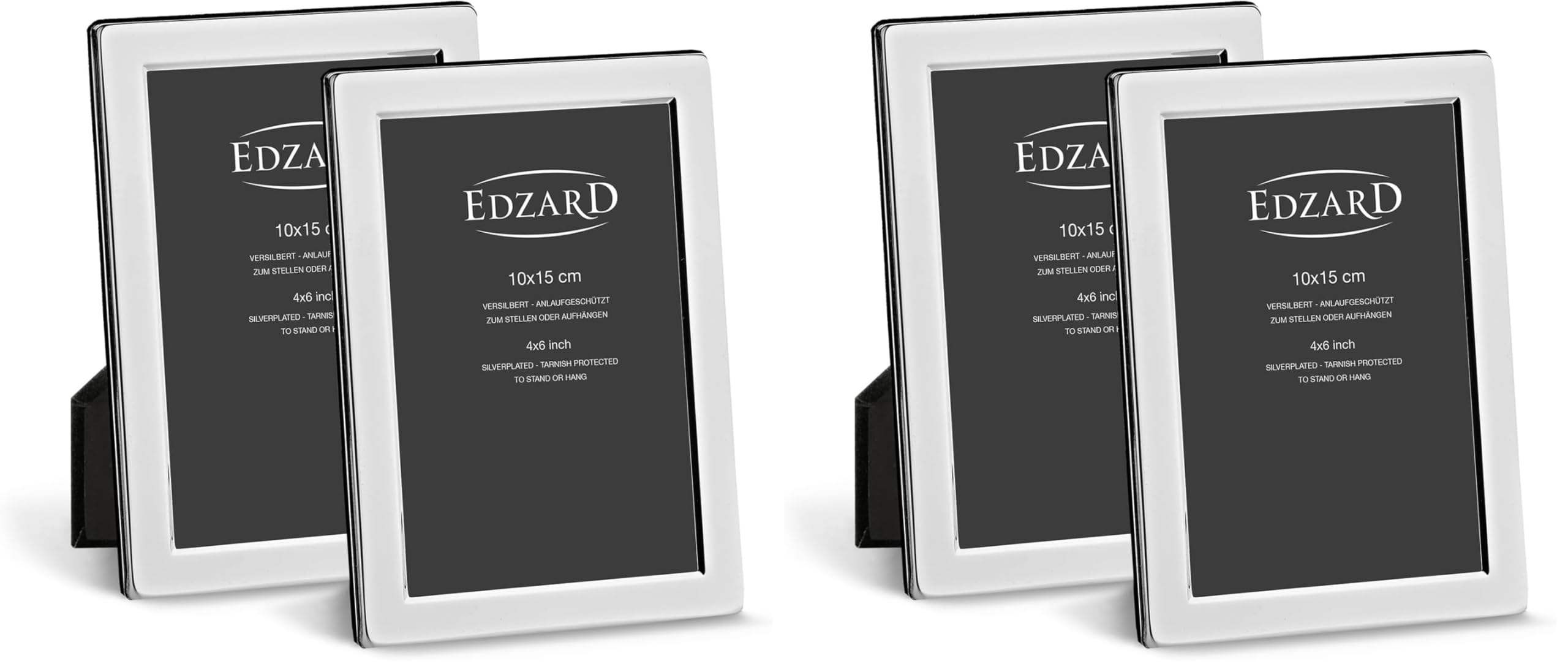 EDZARD Fotorahmen Salerno 4er-Set (10x15 cm) versilbert anlaufgeschützt