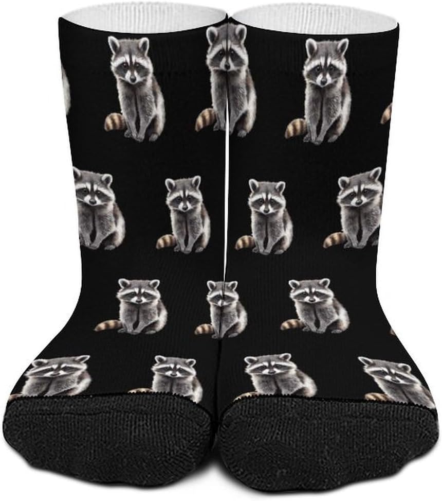 Funny Raccoon Knee High Socks Athletic Long Stockings Sport Casual Crew Tube Sock Boot