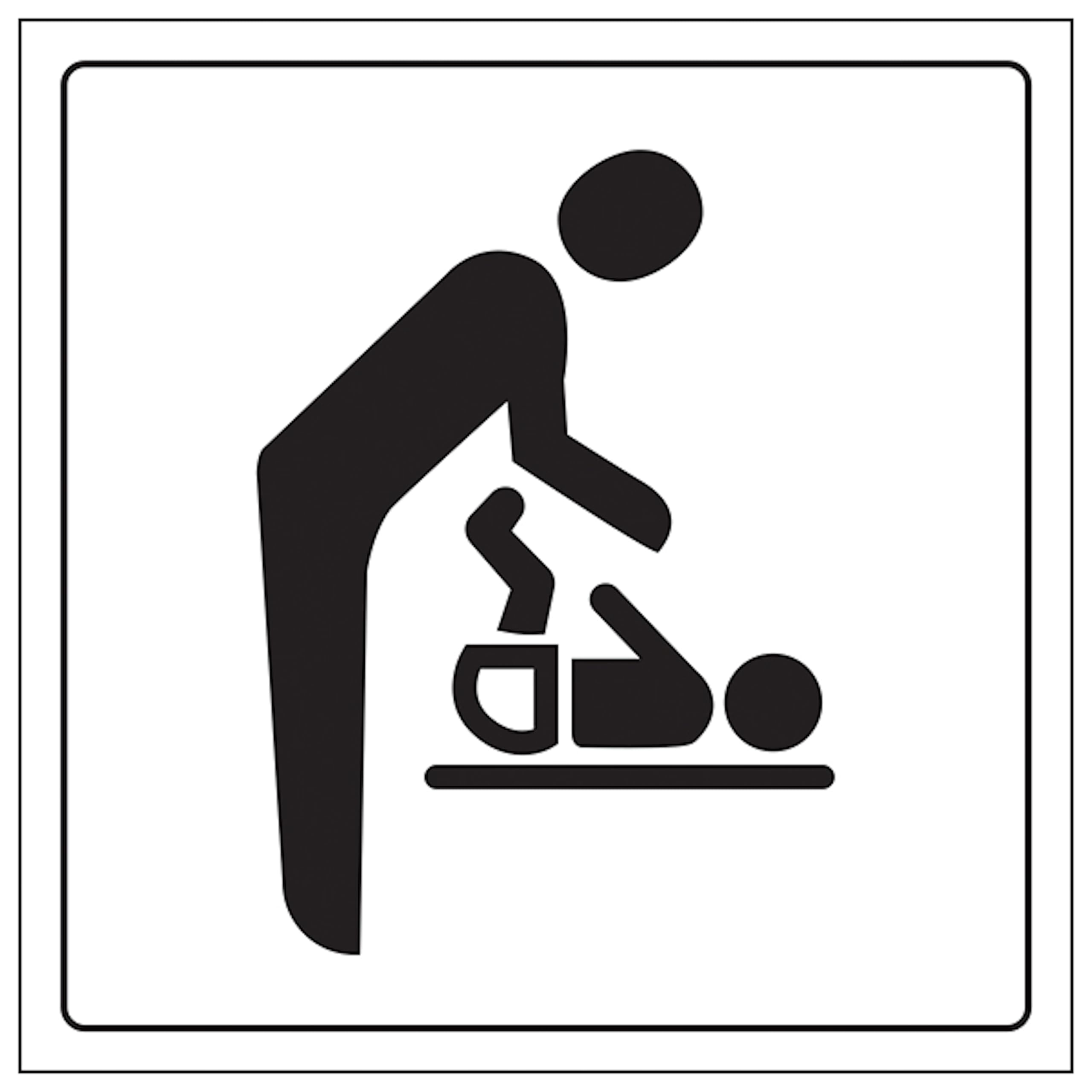 V Safety Baby Changing Symbol 150 x 150 mm - Glow In The Dark 1mm Rigid Plastic Safety Sign