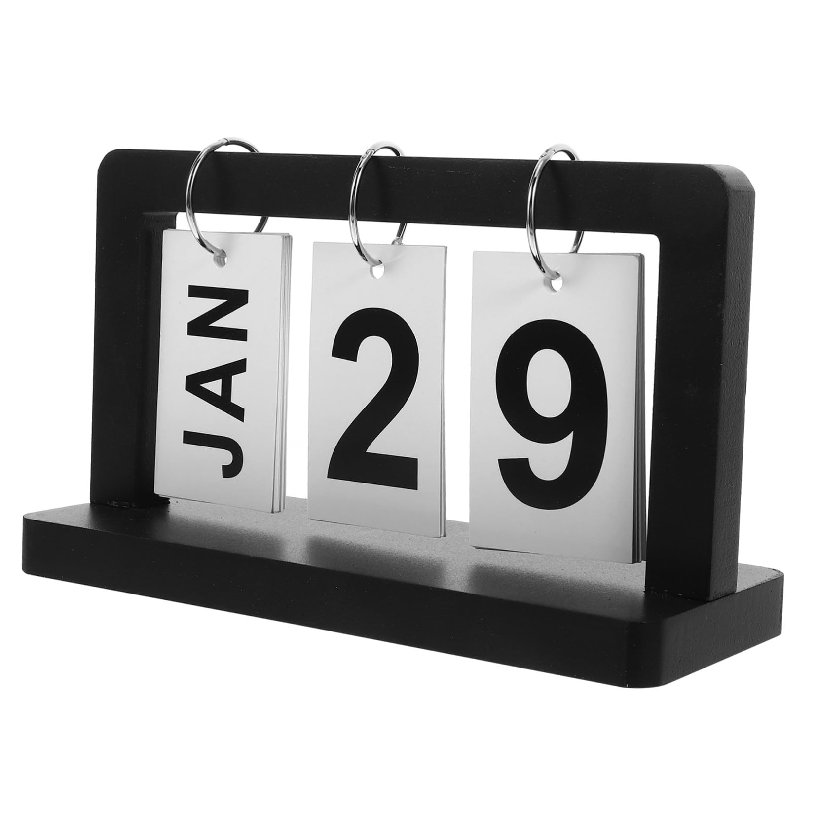 2 Pezzi Ornamento Del Calendario in Legno Calendario Della Scrivania Dell'ufficio Mese Piccola Scrivania Data Piccolo Flip Carta Nero