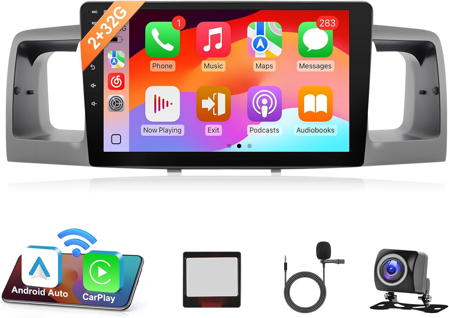 Leadfan Car Stereo for (JBL Version) Toyota Corolla 2003 2004 2005 2006 2007 2008, 9inch Screen for Corolla Radio with Carplay Android Auto GPS Backup Camera (Model B: Fit for JBL&Big Screen, 2+32G)