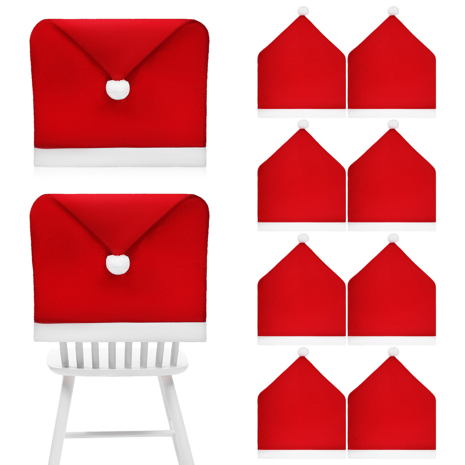 Housses de dossier de chaise rouges Toyvian en non-tissé pour décoration de fête - Lot de 10