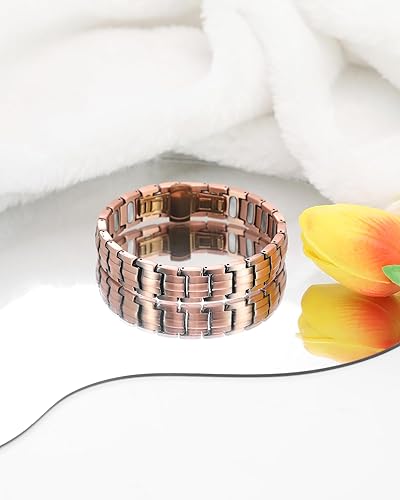 Miniatura 9 de Jecanori Pure Copper Bracelet for Men, 5X Strength Magnetic Bracelets for Men with 5,000 Gauss Ellipses Magnets & Premium Butterfly Clasp