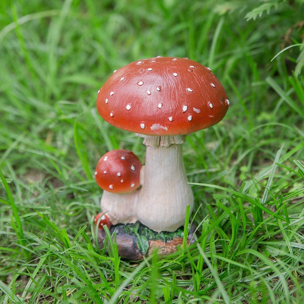 Figurki zwierząt ogrodowych na zewnątrz， dekoracje patio， zestaw 3 figurek grzybów ogrodowych， figurki dekoracyjne na zewnątrz， ozdoby do krajobrazu， ręcznie，