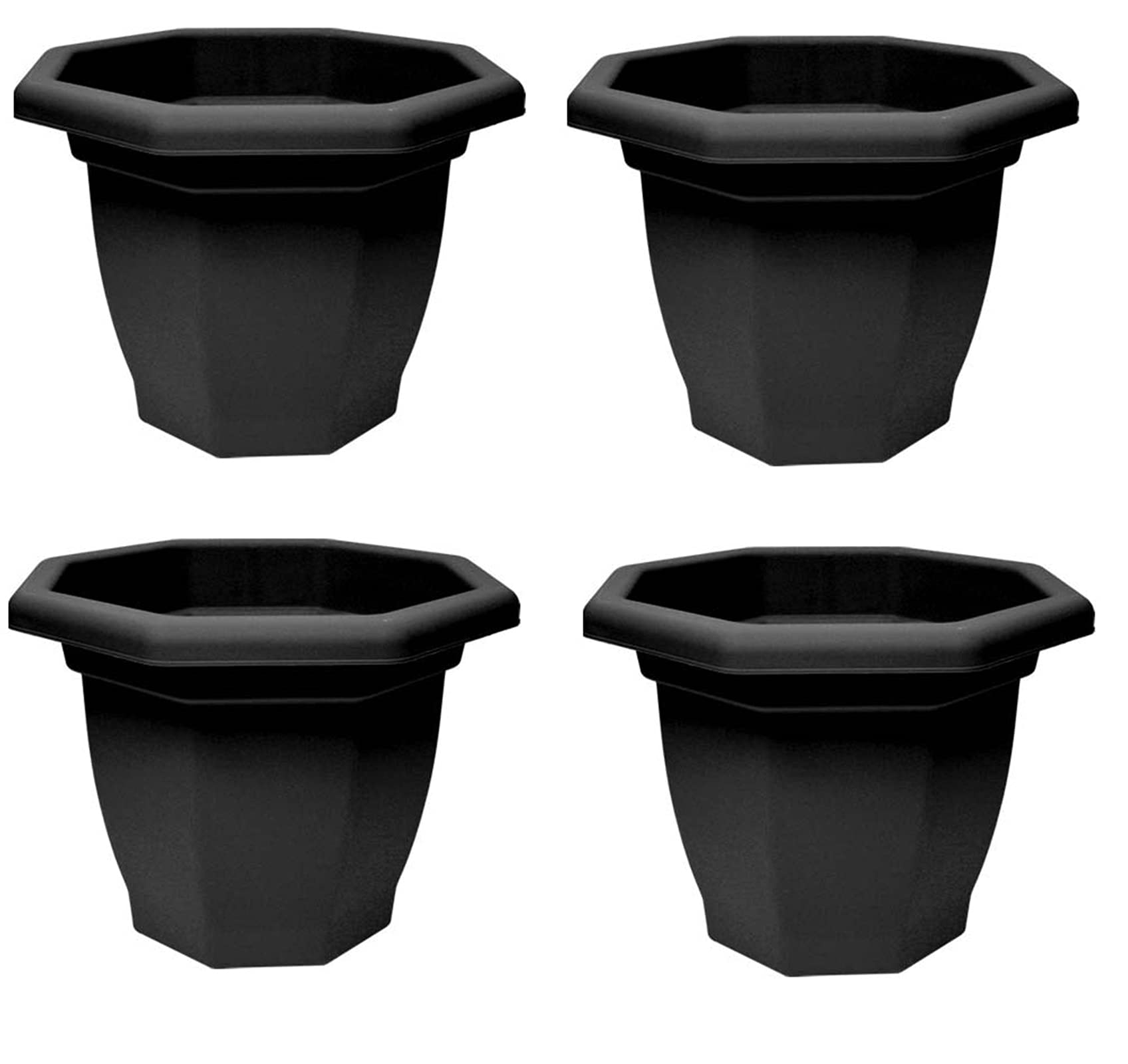 Thumbs Up Black 4 Octagonal Plant Pot Plastic Winchester Garden Flower Patio Planter 36Cm