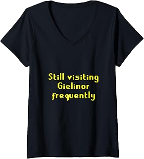 Womens Still visiting Gielinor Frequently retro Fantasy MMORPG V-Neck T-Shirt