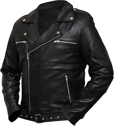 Miniatura 3 de Mens Motorcycle Leather Jacket Black - Real Lambskin Asymmetrical Rider Jacket for Bikers Genuine Leather