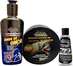 Kit Pretinho Baba de Onça + Revitalizador de Plásticos + Limpa Farol
