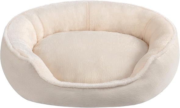 Hollypet Cat Bed Small Dog Bed, Round Pet Bed for Cats and Puppy, Soft Sleeping Beds Breathable Pet Cushion, Beige55 * 50 * 15cm