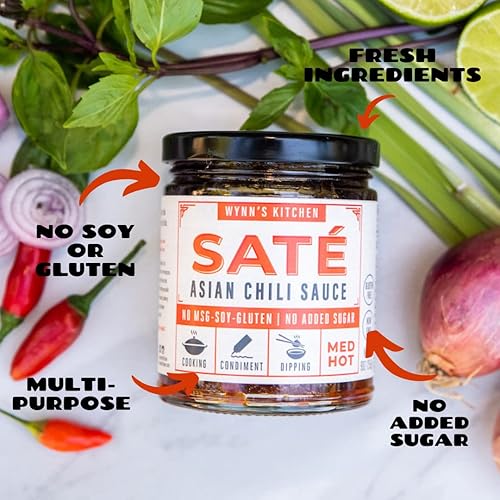 Miniatura 4 de Wynn's Kitchen Salsa de chile asiático Sate (KETO, sin azúcar, paleo, todos los ingredientes naturales, sin MSG, sin gluten)