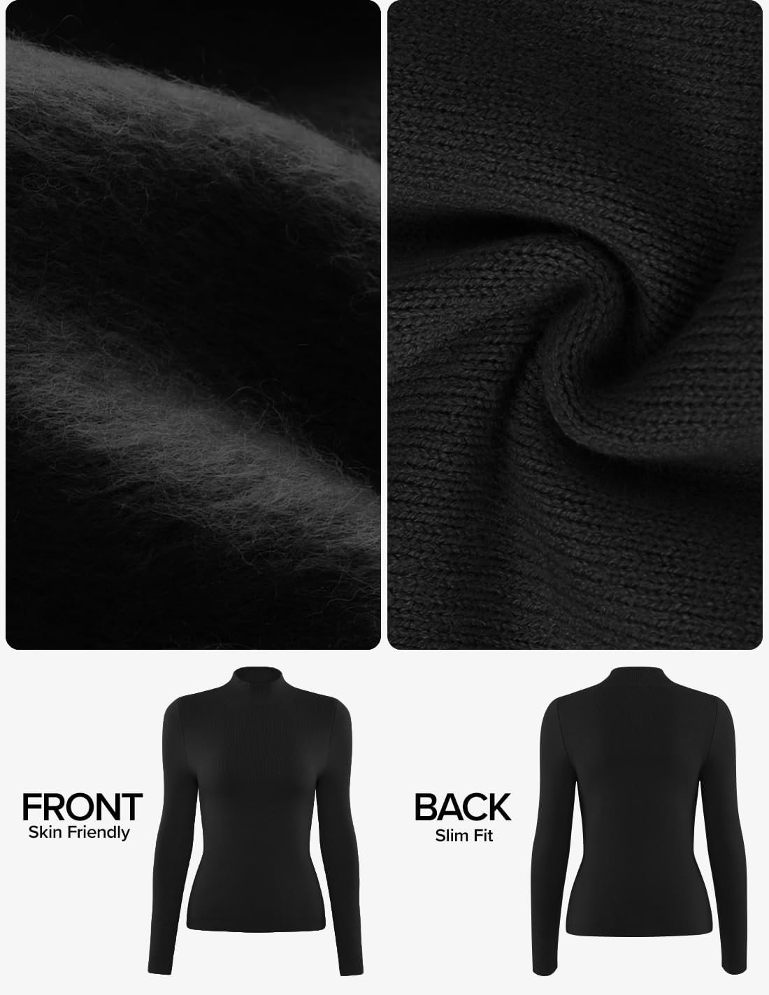 ZESICA Women's Fleece Sherpa Lined Sweater 2026 Winter Thermal Shirts Long Sleeve Mock Neck Slim Fitted Pullover Tops - Image 5