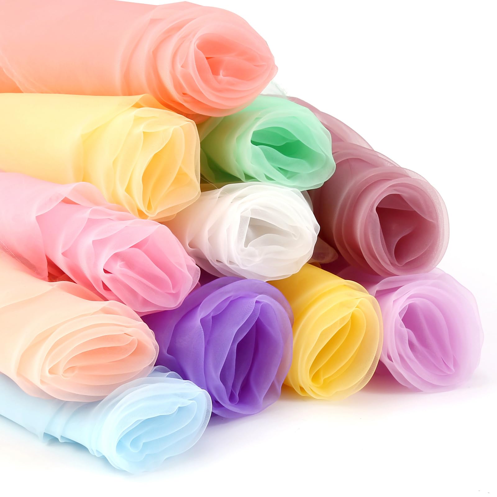 10M x 1.5M Organza Stoff Meterware Transparent Stoffe Zum Nähen Tüll Dekostoff Netzstoff Organza Modestoff Glänzend Kostümstoff für Tischdecken, Kleidung, DIY Basteln, Hochzeitsdeko