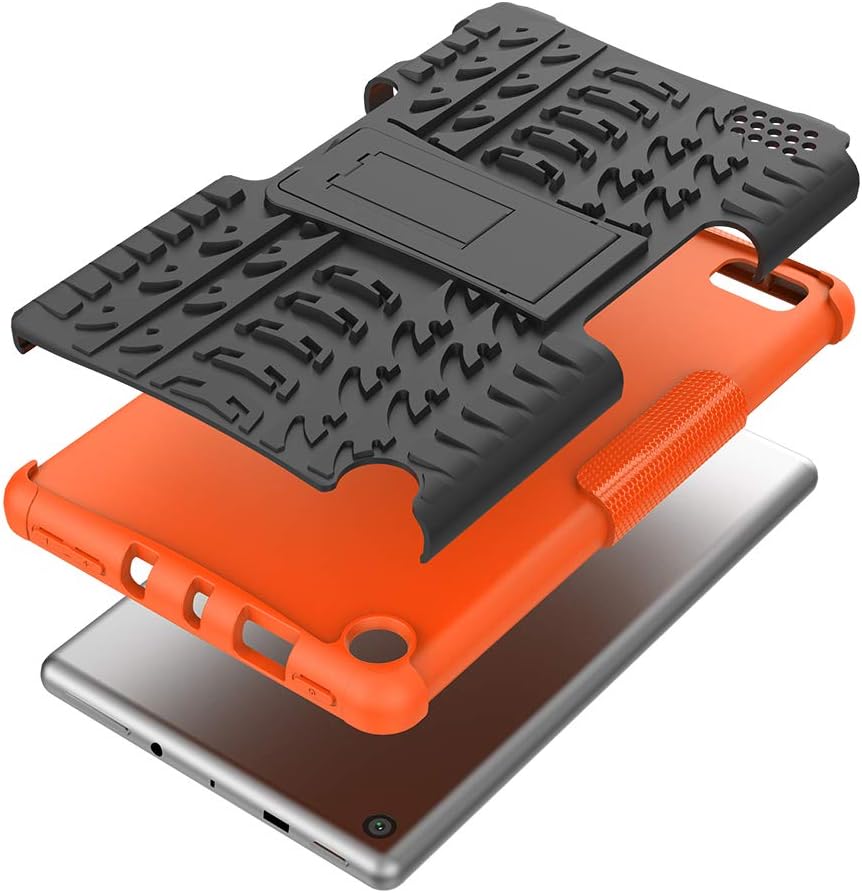 Maomi for K i n d l e F i r e 7 case 2019 2017 Released 9th/7th Generation,Kickstand Heavy Duty Cover (Orange)