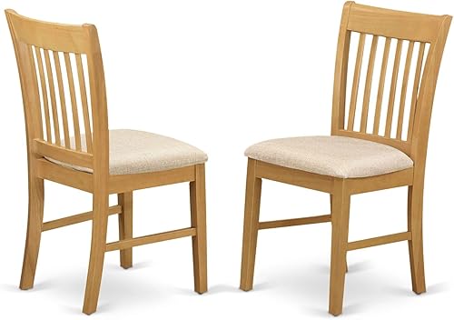 East West Furniture Norfolk - Juego de 2 sillas tapizadas de madera de lino para cocina, comedor, roble