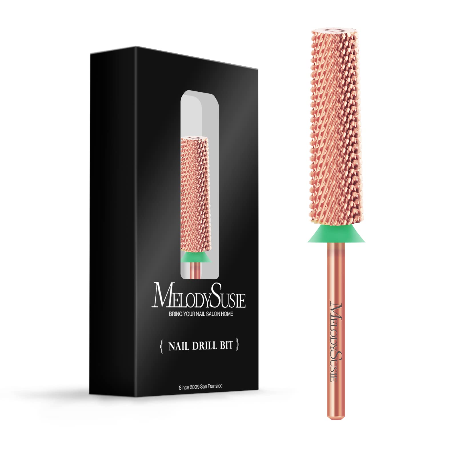 MelodySusie Super Long Tapered Nail Drill Bits, 3/32'' Carbide Tungsten Bits, Suitable for Manicure Pedicure Cuticle Gel Polishing, Professional Advanced Bits, Rose Gold, Series Bit-X, Coarse