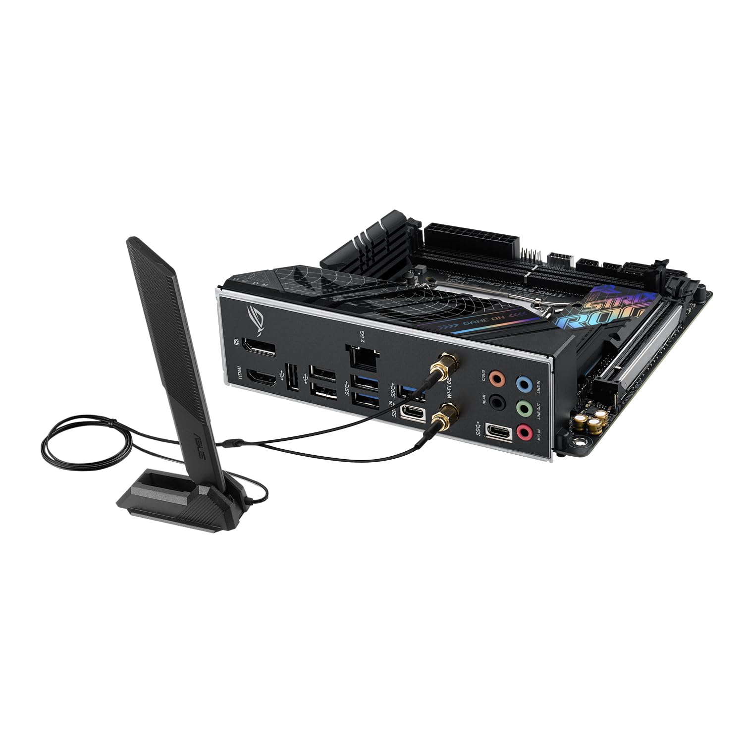 ASUS ROG Strix B760-I Gaming WiFi - Placa Base Intel B760 (LGA 1700 Mini ITX, 8+1 DrMOS, DDR5 hasta 7600 MT/s, PCIe 5.0, Dos Ranuras M.2, WiFi 6E, USB 3.2 Gen 2x2 Type-C y Aura Sync RGB), Negro — view 15