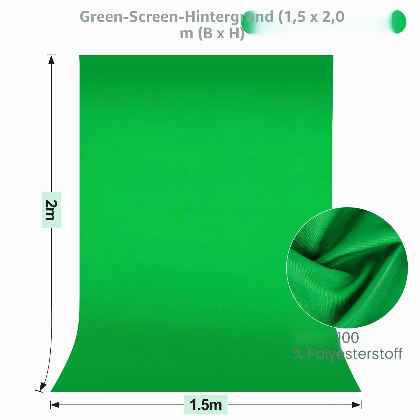 EMART Greenscreen mit Ständer, 2 x 2 m Hintergrund Ständer mit 1,5 x 2 m Green Screen für Foto Video Studio, TV Videos, Streaming Spiele, Live Übertragung, Chroma-Key