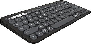 Logitech Pebble Keys 2 K380s, Multi-Device Bluetooth Wireless Keyboard with Customisable Shortcuts,Slim and Portable, Easy-Switch for Windows/macOS/iPadOS/Android/Chrome OS, QWERTY UK Layout, Graphite