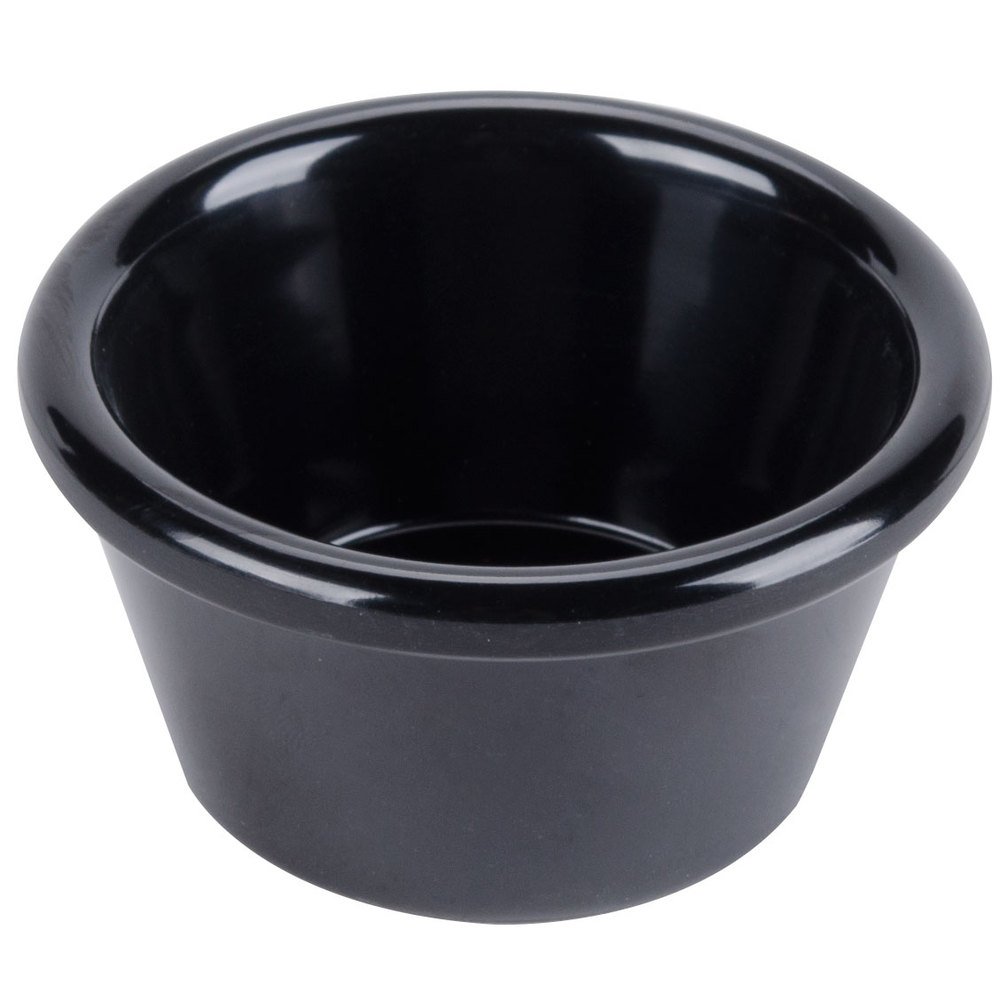 Ramequin plastique lisse noir compact et empilable Winco lot de 12 pièces