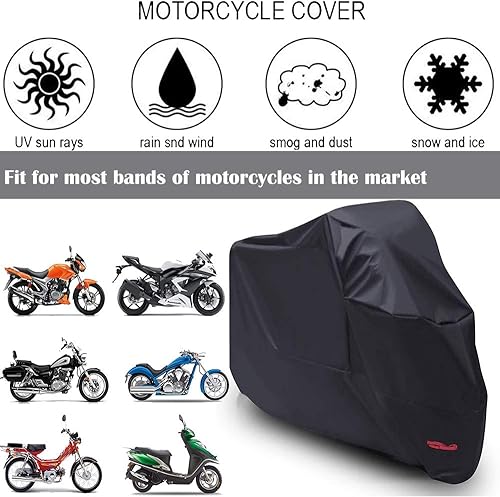 Miniatura 6 de Funda impermeable para motocicleta 210D, protector UV, compatible con motocicletas YamahaKawasaki (XXXL 116.14 x 43.31 x 55.12 pulgadas)