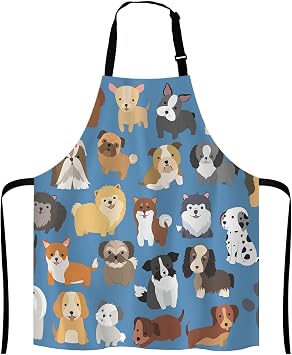 Animal Dogs Apron, Funny Dogs Bib Apron with Adjustable Neck for Men Women,Suitable for Home Kitchen Cooking Waitress Chef Grill Bistro Baking Apron