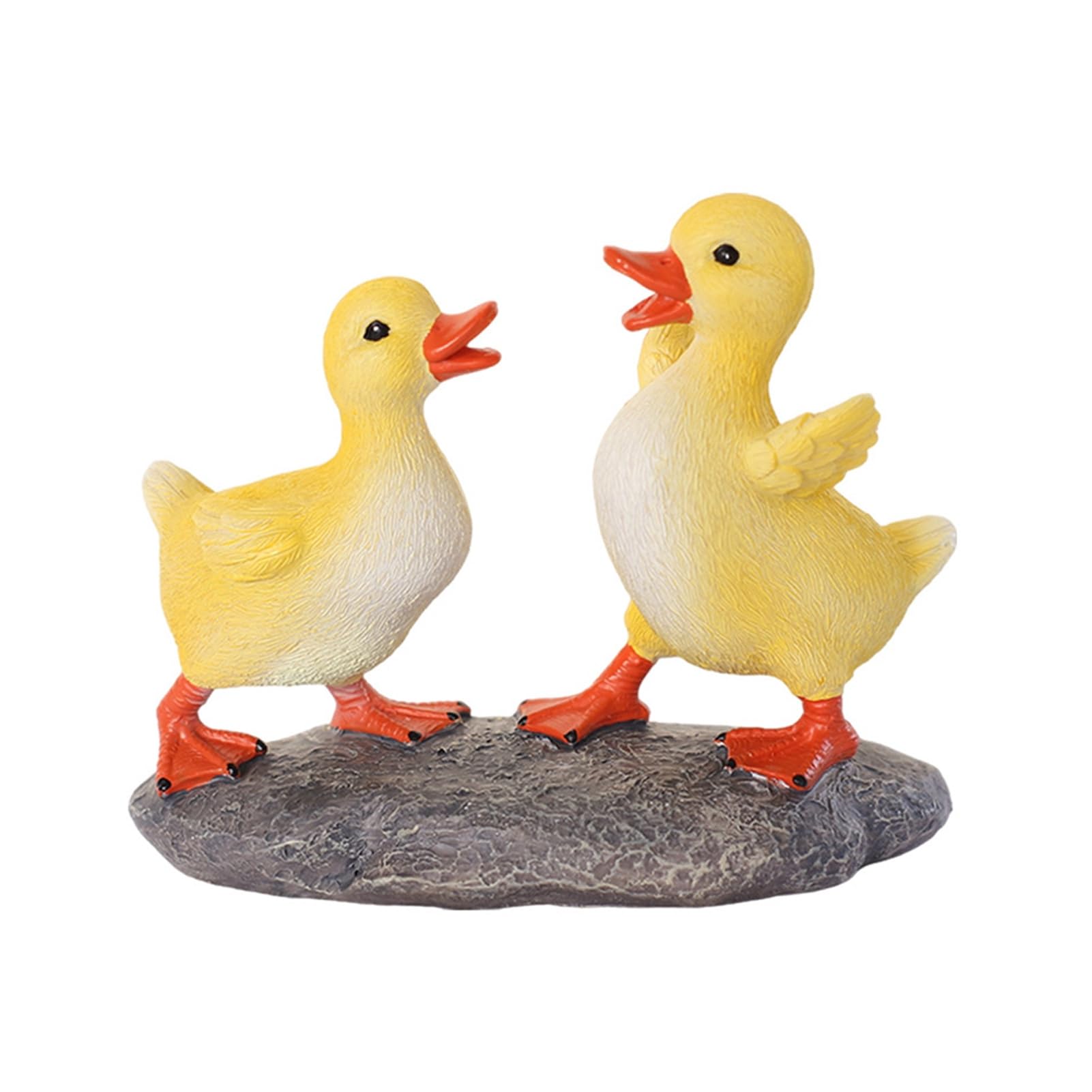 Glifora 2 Pcs Little Yellow Duck Figurine - Realistic Small Resin Cartoon Duck Garden Statue for Outdoor Patio, Lawn, Yard and Pond Decoration
