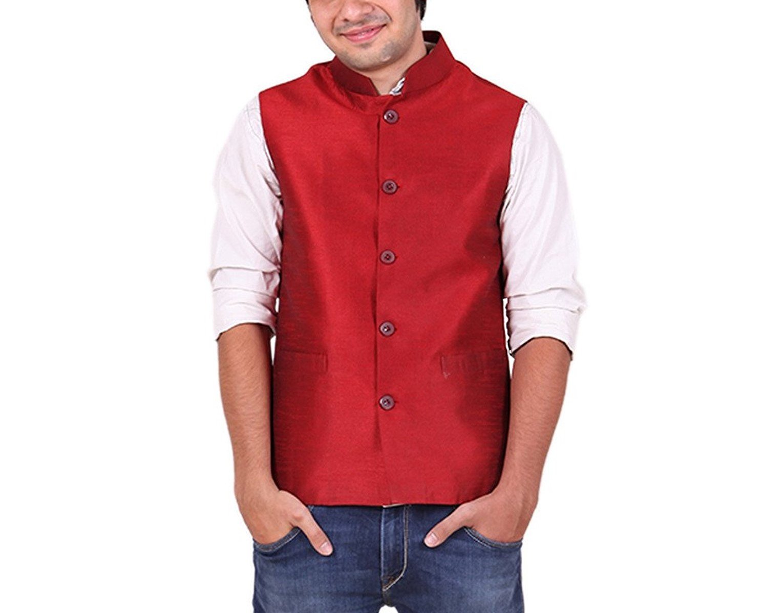 Hriday Men's Polysilk Nehru Jacket (Banarsi Dupion)