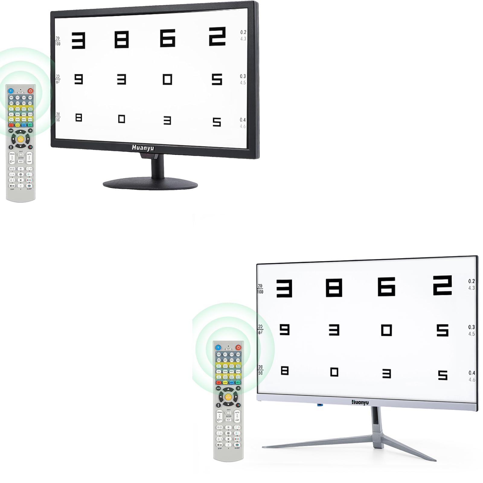 Huanyu Visual Acuity Chart Digital 23inch LCD Electronic Optical Eye Charts with 44+ Visual Targets Frame-Less Full Screen Visual Acuity Chart Digital with Remote 21.5inch Bundle