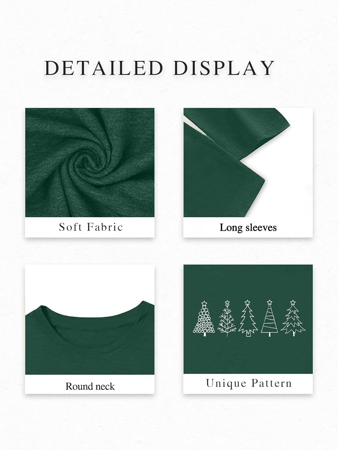 Christmas Tree Shirt Women Christmas Embroidered Trees Long Sleeve Shirts Gift Xmas Graphic Tee Tops - Image 5
