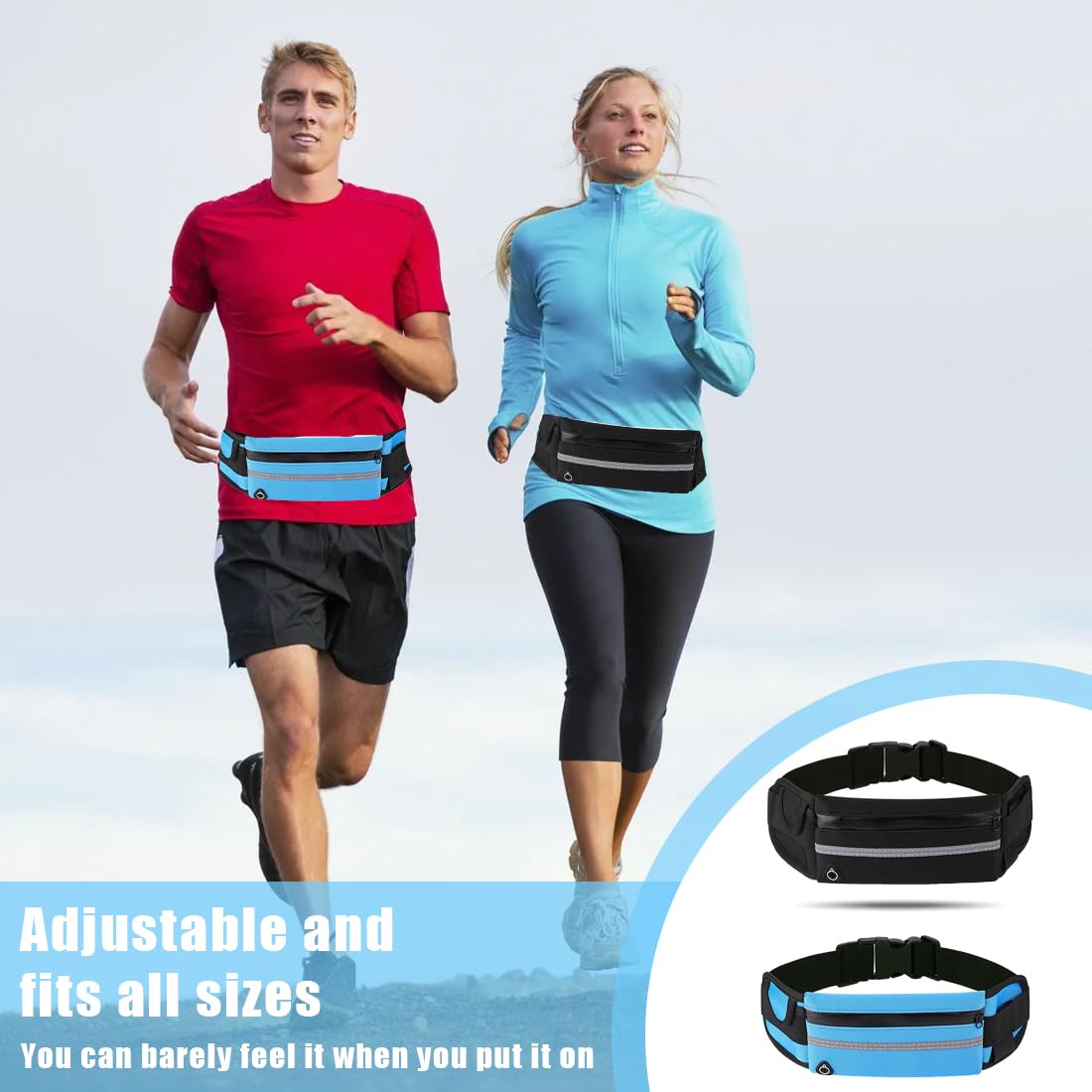 Marsupio Running Impermeabile 2 Pezzi, Cintura Elastica per Uomo e Donna, Escursioni e Fitness