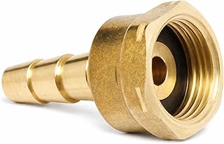 Adaptador para regulador de Gas Regulable – Rosca a Izquierda (LH) – Cuerpo metálico Dorado, instalación Sencilla – Espiga para Manguera ≈9 mm – NO G1/2 ni R1/2 (1 Pieza)