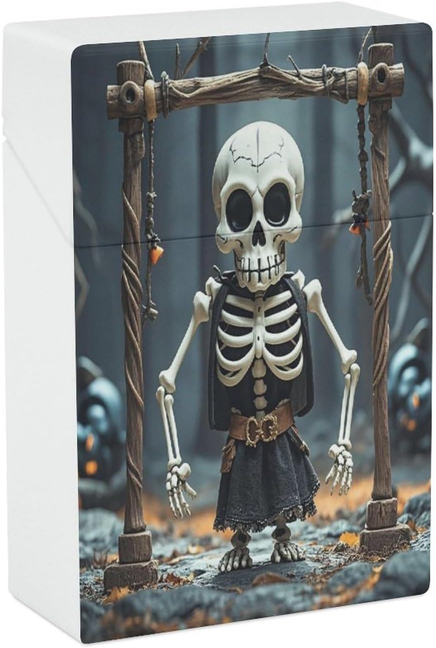 Skull Cigarette Case Plastic Box Normal Size Cigarette Holder Box Can Hold 20 Cigarettes King Size Cigarettes Box Cigs Protective Cover for Outdoor