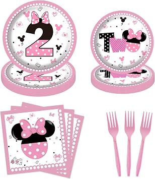 80Pcs Oh Twodles Pink Second Birthday Plates 2nd Party Supplies Decorations for Girl Baby Bday