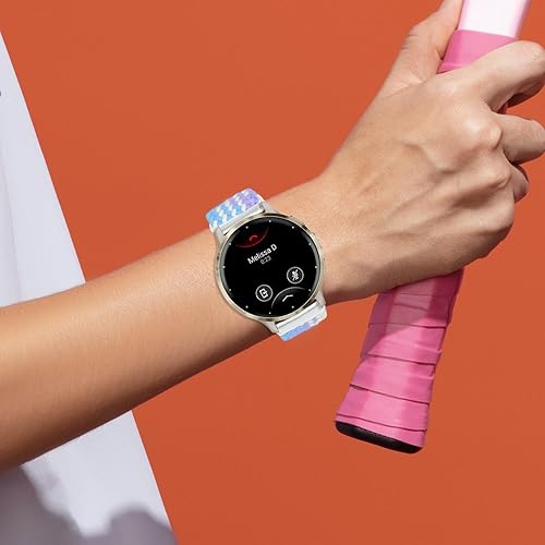 Miniatura 7 de Abanen Correa de reloj trenzada de nailon elástico para Garmin Venu 2S  Vivoactive 4S  Vivomove 3S, correa elástica suave de 0.709 in con cierre