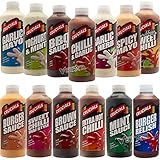 mayonesa ajo negro Crucials Hot stuff - Botella de salsa de 500 ml, botella de salsa de hamburguesa Crucials de 500 ml, botella de salsa crujiente de chile dulce tailandés de 500 ml
