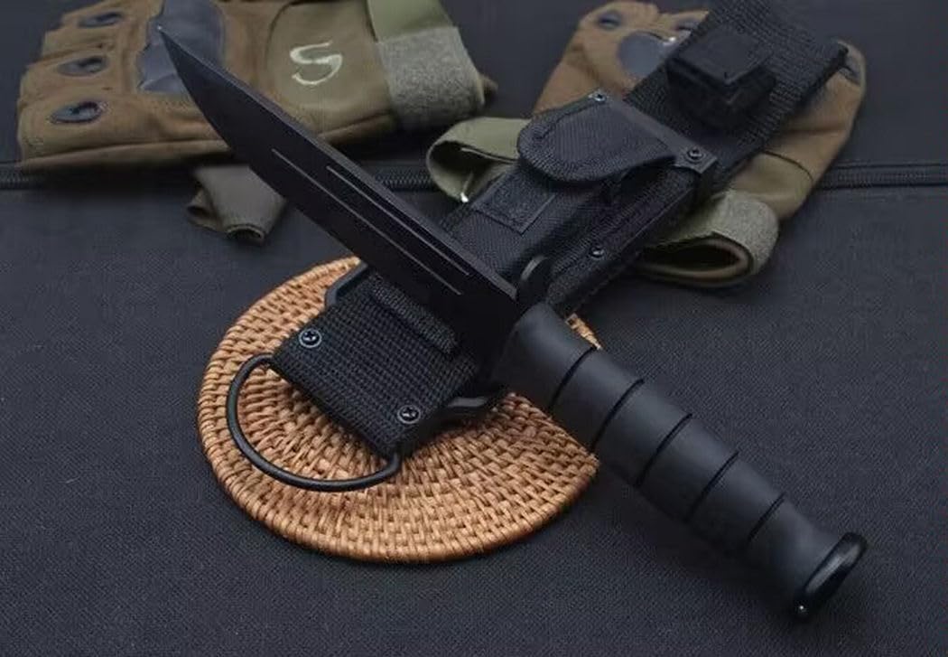 Generico TEERMA JI7 Coltello da caccia, coltello da campeggio - coltello di sopravvivenza a lama fissa forgiata in un pezzo, Per la caccia, la pesca, le avventure di sopravvivenza