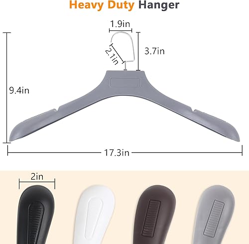 Miniatura 2 de Perchas de traje para hombres, paquete de 20 perchas para suéteres, sin protuberancias de hombro, antideslizantes, ancho de 17.7 pulgadas, perchas