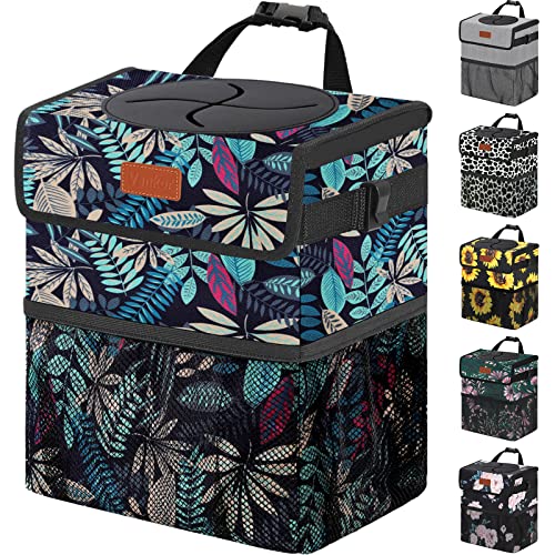 Image of Car Trash Can for Car Cute, Vankor Car Trash Bag Bin Hanging Waterproof Automotive Car Garbage Cans Leak Proof Vehicle Trash Can Colorful Leaves