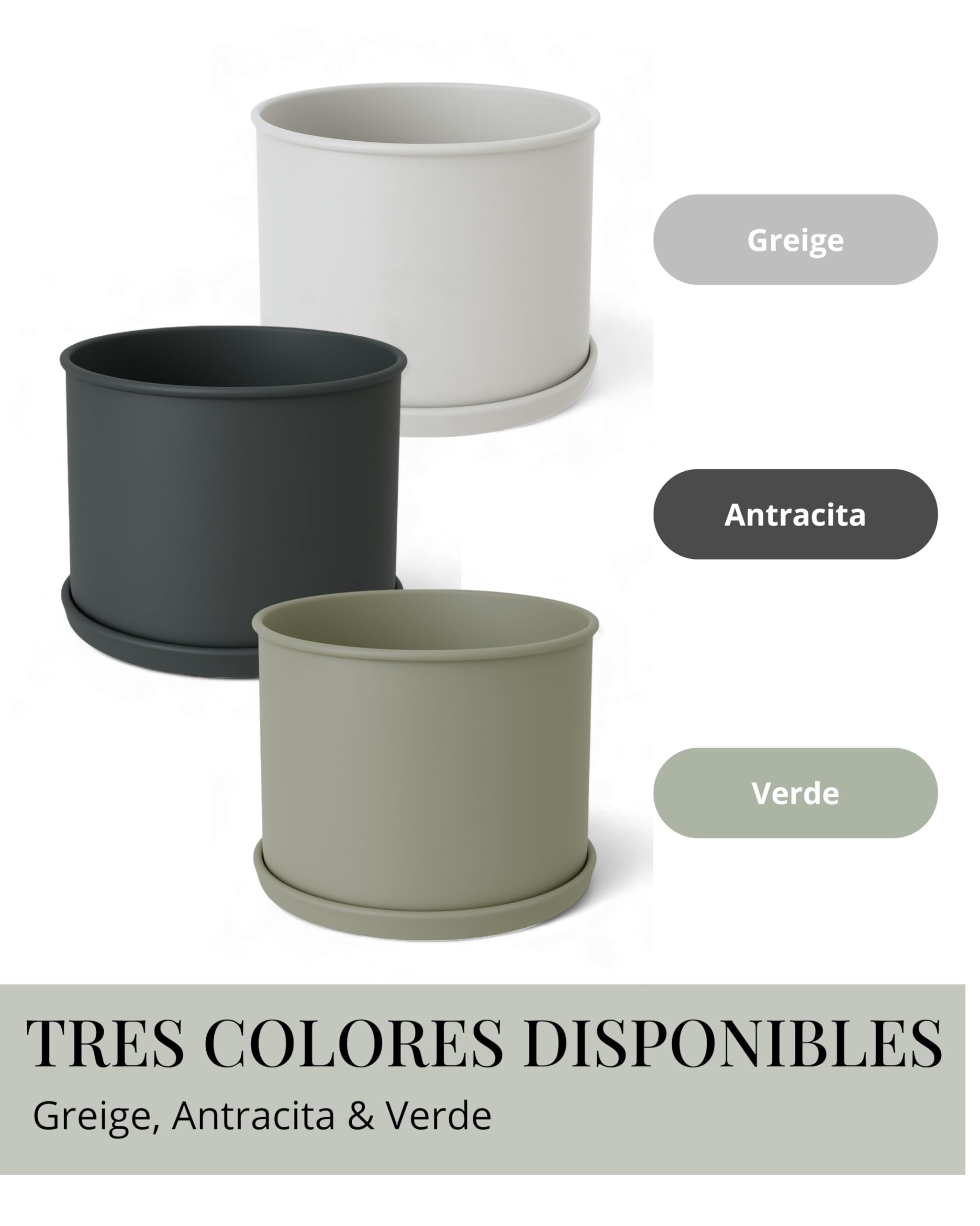 LIVLIG Juego de 3 maceteros I Macetero de 25 cm, 31 cm y 40 cm I Macetas grandes para exterior e interior I Macetas galvanizadas I Maceta verde