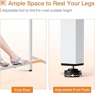 ODK 47 inch Bar Table, Bar Height Pub Table, Counter Height Bar Table, Rectangular High Top Kitchen & Dining Counter Tables with Sturdy Legs & Easy-to-Clean Top, Indoor use, White