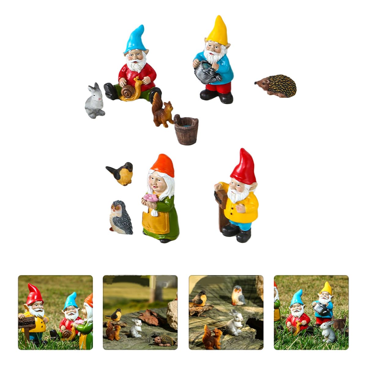 Mipcase 10pièces GNOME Décoratif Résine pour Jardin Ornement de Jardin Résine Cadeau de Noël Couleur Aléatoire