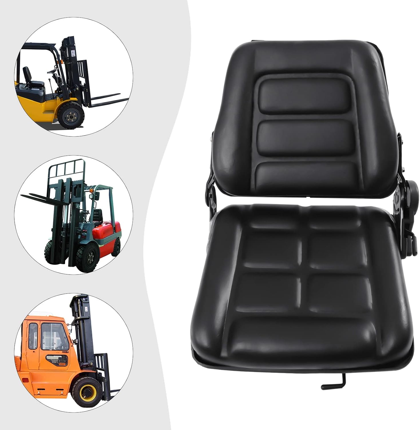 Universal Forklift Seat, Black Forklift Seat PVC Mower Seat 180° Adjustable Mower Seat Heavy Mechanical Seat Replacement for Excavators