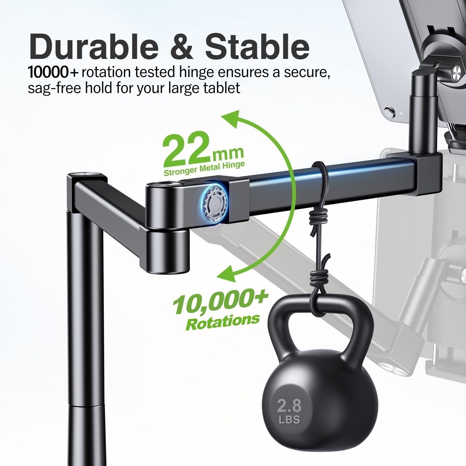 elitehood Supporto da scrivania per iPad, resistente, regolabile, per scrivania, letto, divano, braccio lungo per iPad con morsetto a C per iPad Pro 13/12,9, iPad Air Mini, tablet, monitor portatili e