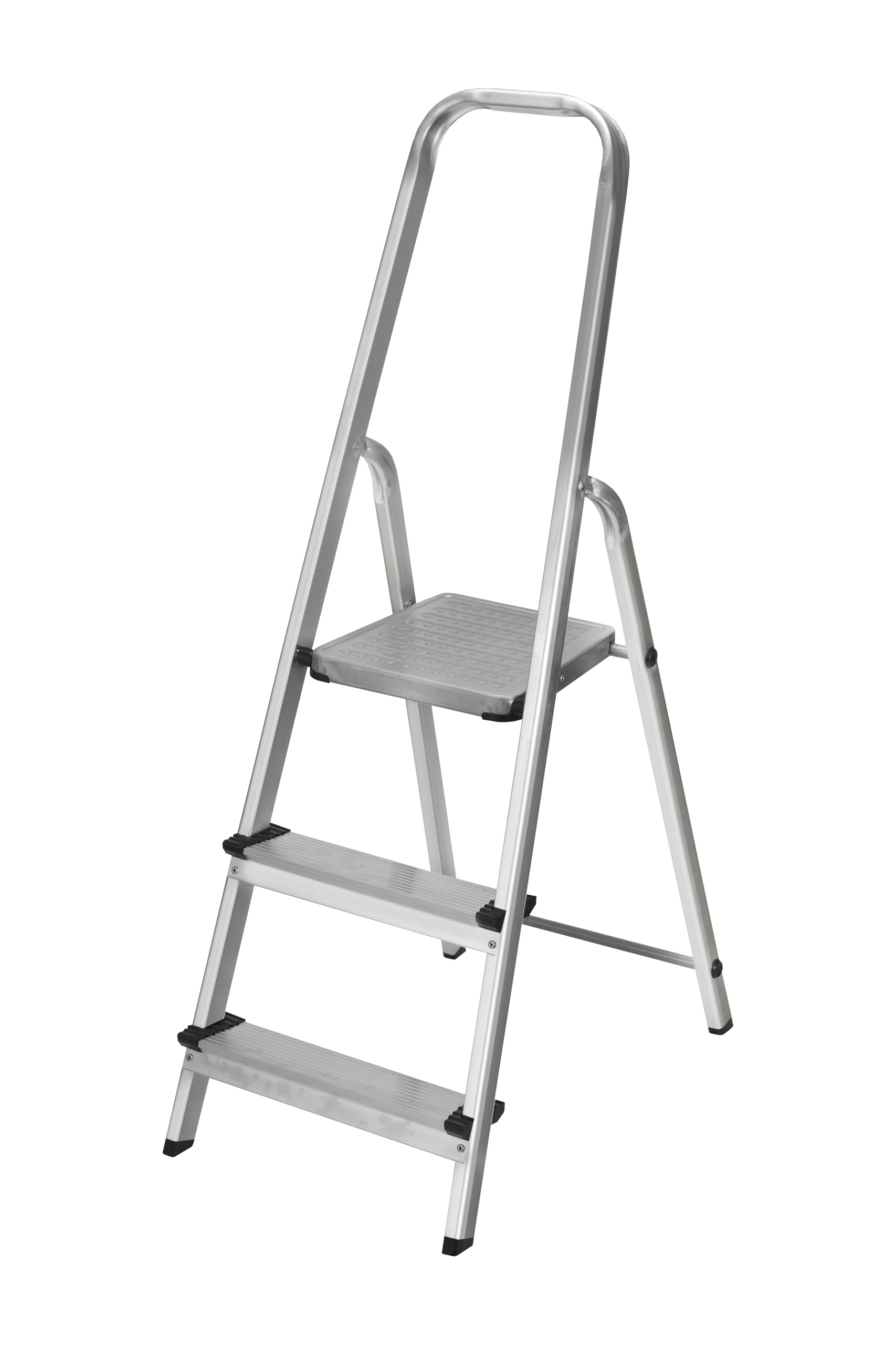 Escalera Plegable 3 Peldaños de Aluminio Homologada - Fabricada en Europa - Antideslizante, Resistente y Segura - Carga máx. 150 kg, Altura útil: 61 cm