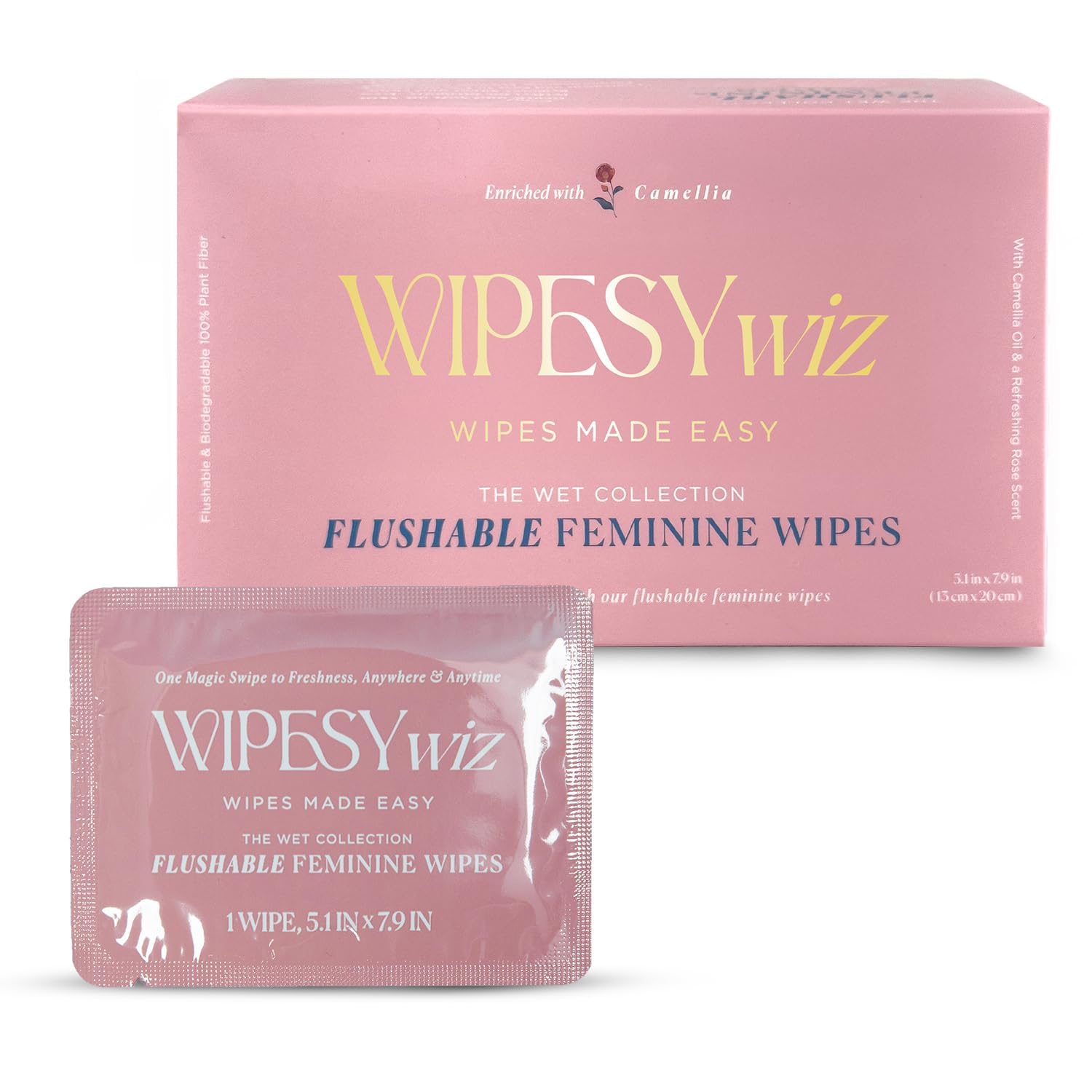 40 Count Flushable Feminine Wipes, Individually Wrapped Intimate Cleansing Wipes for Women | Travel Size For Period and Everyday Hygiene, pH-Balanced,