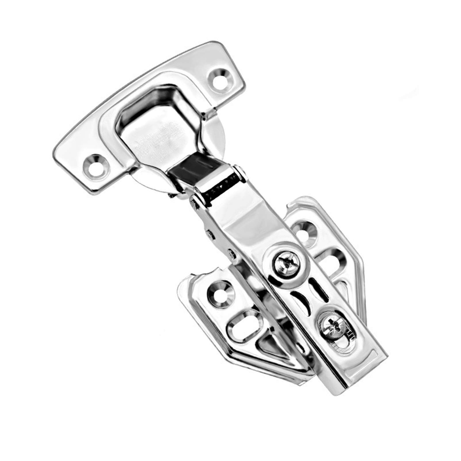 10 Pack-Cabinet Hinges, 100 Degree Soft Closing Full Overlay Door Hinge for Frameless Cabinets, Stainless Steel Nickel Plated Finish(Fixed,Full Overlay)