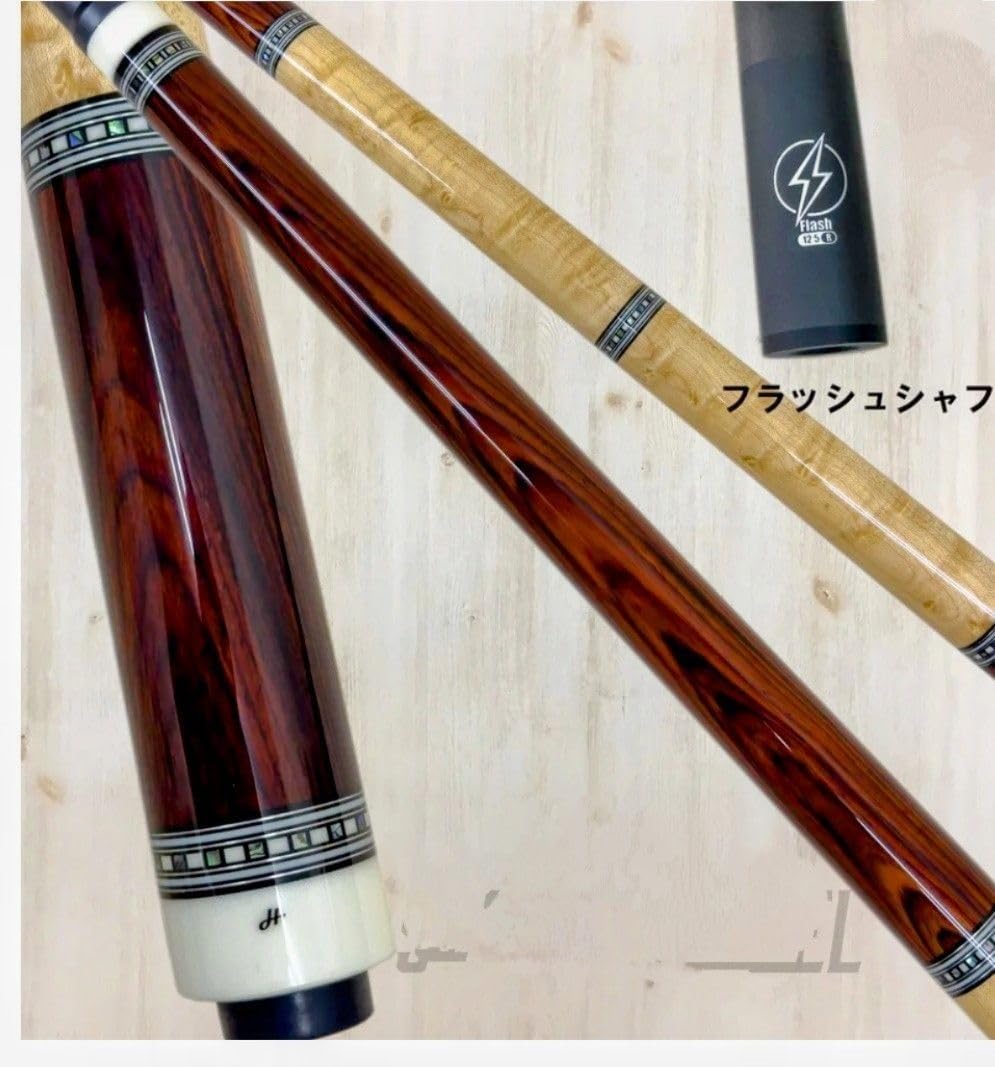 How m6 + JFlower シャフト BD〉銘木ストレート＋Flashシャフト装備。HOW Cue 『M6』、好評販売中