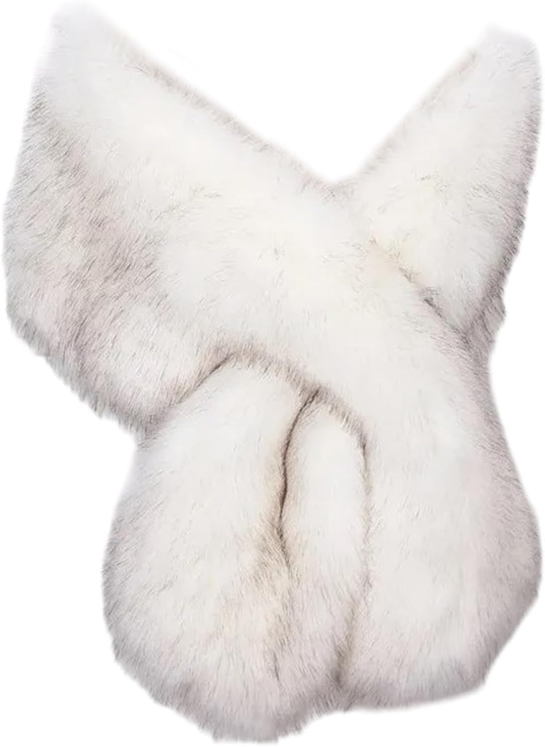 KGAIXN Women Faux Fur Luxury Designer Winter Bridal Shawl Wedding Cape Bride Cloak Wraps for Evening Dresses Warm Accessories Soft Cozy Long Stole, White Coffee Tip