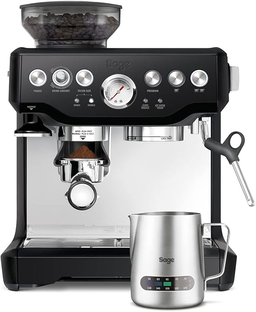 Sage SES875BTR The Barista Express with Temp Control Milk Jug, Black truffle colour