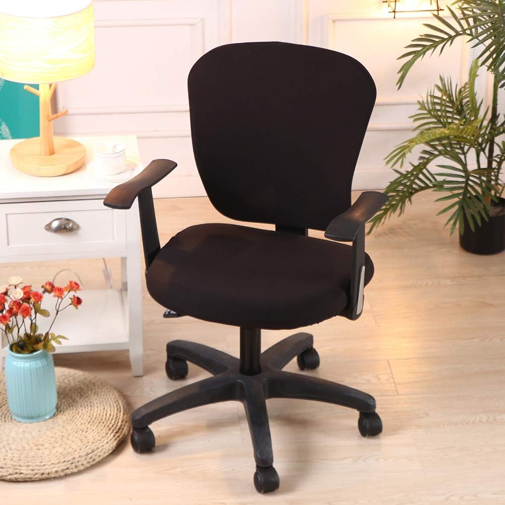 Exсluѕіvе Smiry Stretch Print Computer Office Chair Cover, Removable Washable Universal Desk Rotating Chair Slipcover, Black